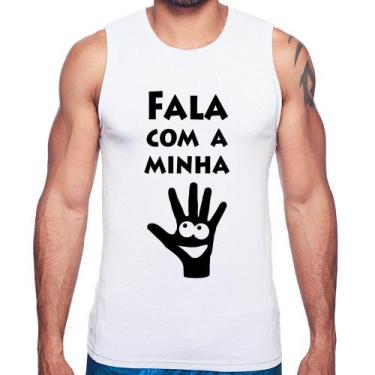 Imagem de Regata Fala Com a Minha Mão - Foca na Moda, Branco, G