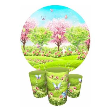 Imagem de Trio Capas Cilindro + Painel Redondo 1,50m Jardim - Fadrix