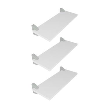 Imagem de Kit 3 Prateleiras Branco Com Suporte Bico Tucano MDF Multiuso 40X20 - 