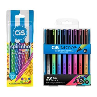 Imagem de Kit Escolar 2 Move C/ 8 + Spirinho c/ 5 cores Cis
