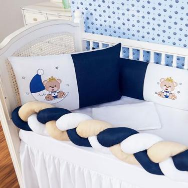 Imagem de Kit Protetor Berço Trança Completo 6 peças Ursinho Lua Principe Vários