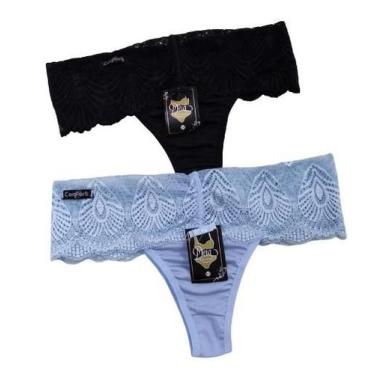 Imagem de Kit com 02 calcinhas em microfibra com renda Tuila - MDJ, Sortidas(GG)