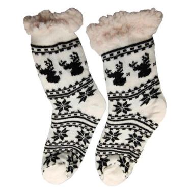 Imagem de Meia Térmica Feminina de Lã Quentinha Inverno Forrada Pelinho antiderr