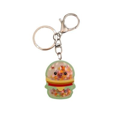 Imagem de Chaveiro Hamburguer  Fofo Com Brilho Prata / Dourado - Kawaii, Prata