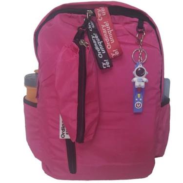 Imagem de Mochila Escolar Feminina Kit Estojo e Chaveiro Pink ZC8006 - ELLO