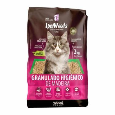 Imagem de Granulado Higiênico De Madeira Ipet Wood'S Gatos - 2kg
