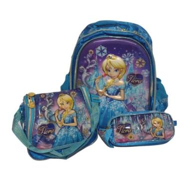Imagem de Kit Mochila Infantil Clio Escolar Princesa Flora c/ Lancheira e Estojo