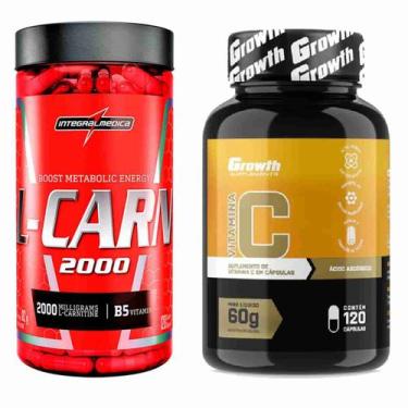 Imagem de Kit L-Carnitina 120 Caps Integral + Vitamina C 120 Caps Growth - Integ