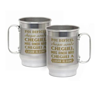 Imagem de Caneca Alumínio c/ Faixa Fosca 600ML Cheguei a Lugar Algum