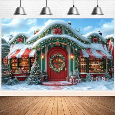 Imagem de Pano de fundo de loja de brinquedos de doces de Natal para fotografia floco de neve, Natal, Natal, Natal, festa de aniversário, véspera de ano novo, fundo de festa de inverno, verde nevado, vermelho,