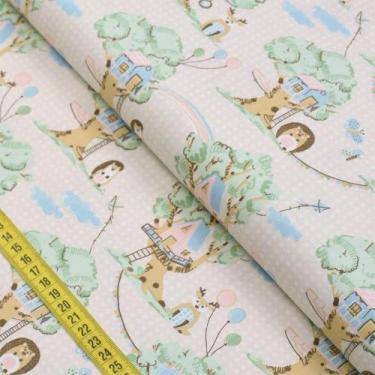Imagem de Tecido Estampado para Patchwork - Bichinhos Silvestres: Casas na Árvor