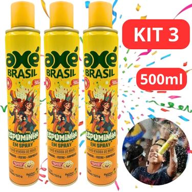 Imagem de Kit 3 Espuma de Carnaval Em Spray Espuminha Neve Festa 500ml