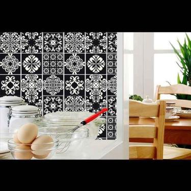 Imagem de Papel de Parede Auto Adesivo Lavável Azulejo a0021 Preto e branco - Fi