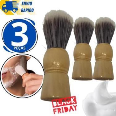 Imagem de Kit 3 Pincel De Barbear Para Barba Prrofissional Aplicador de Espuma L