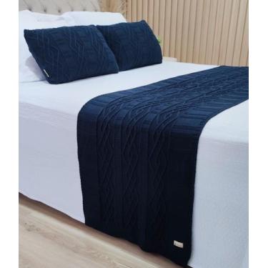 Imagem de Manta Peseira Tricot Cama King 260x60cm +2 Capa de Almofada C1 - USUFR