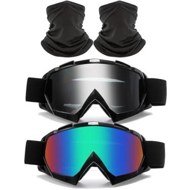 Imagem de immoono Conjunto de 4 peças, óculos de proteção para motocicleta com cobertura facial, quadriciclo, motocross, para adultos, homens, mulheres, jovens, preto