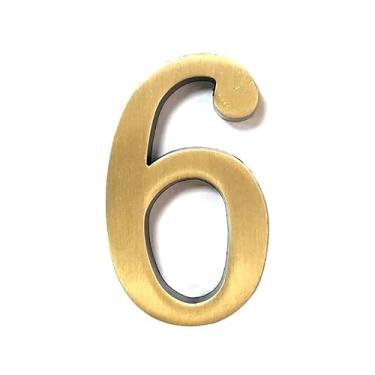 Imagem de 1 peça números de caixa de correio 5 cm liga de zinco número de casa, números de endereço de porta 3D autoadesivos para casa, apartamento, escritório, quarto de hotel, sinais de caixa de correio, bronze nº 6