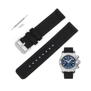 Imagem de Generic Pulseiras de nylon de lona de liberação rápida para relógios Breitling, pulseira de relógio de nylon de substituição para relógios Breitling - várias cores (22 mm, preta)