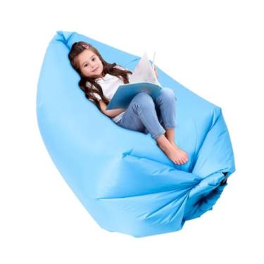 Imagem de King Mills Sofá inflável, anti-vazamento para acampamento, ideal como sofá de ar portátil, cadeira inflável para crianças, cadeira de praia inflável para crianças e adolescentes, azul