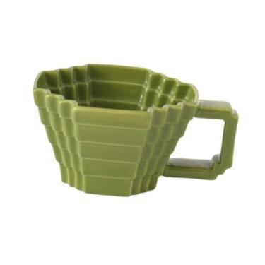 Imagem de IEUDNS Caneca de cerâmica, xícara de café de porcelana moderna com alça, 400ml, adereços para fotos, caneca de café da manhã, copo para escritório, Verde