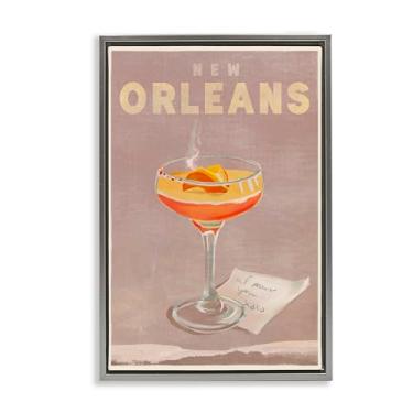 Imagem de Stupell Industries New Orleans Cocktail Framed Floater Canvas Wall Art Design by The Whiskey Ginger, Moldura Flutuante Cinza, 43 x 63 cm