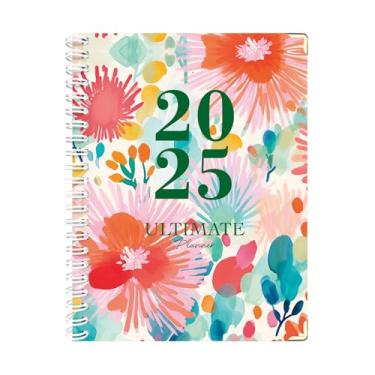 Imagem de Agenda 2025 – Agenda semanal e mensal A4 para atingir metas de 21,6 cm x 28 cm, encadernação em espiral, etiquetas mensais, ideal para material de escritório escolar, flores em aquarela