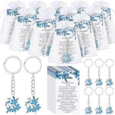 Imagem de Ecally Conjunto de 40 lembrancinhas de funeral para convidados chaveiro de anjo, cartões de poema com símbolo de pomba da sorte da paz, sacos de presente de organza para lembranças de celebração da