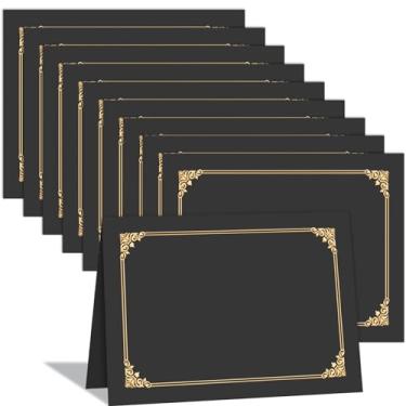 Imagem de HAUTOCO 10 porta-certificados, pastas de diploma pretas, capas de documentos com borda dourada para cartolina tamanho carta 21 x 28 cm, prêmio, formatura