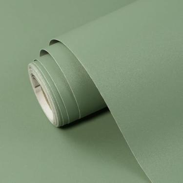 Imagem de Papel de parede verde sálvia verde sálvia papel de contato verde sálvia um conjunto de rolo de vinil autoadesivo fosco à prova d'água de 39,9 cm x 599,4 cm para revestimentos de parede, armários