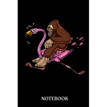 Imagem de Bigfoot notebook: Bigfoot Riding Flamingo Bird Funny | 120 pages College Ruled Notebook | 6x9" Designer Cover | A Great Gift Bigfoot Believers, Enthusiasts, Researchers & Fans