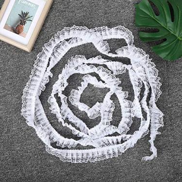 Imagem de Multi Cor 45mm Pontos de Impressão Plissado Guarnição Fita de Renda 5 Metros Costura Lantejoulas Bordado Diy Artesanato para Festa de Aniversário de Casamento (Branco)
