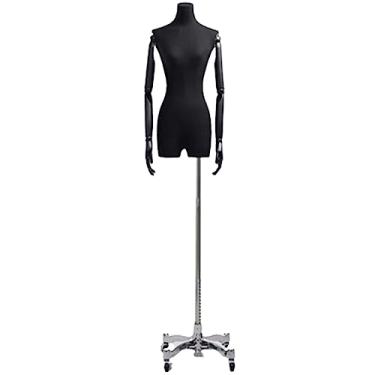 Imagem de Multiuso Manequim de superfície de serapilheira pequeno esterno clavícula manequim corpo meio corpo manequim feminino com suporte de metal para exibição de janela Janela