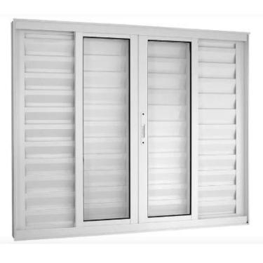 Imagem de Veneziana 6 Folhas Sem Grade L25 - Prover Esquadrias, 100x120, Branco