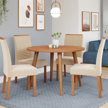 Imagem de Sala de Jantar Dani sem Vidro 109 com 4 Cadeiras Clarice Cinamomo/Madeira/Nude