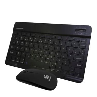 Imagem de Kit Mouse E Teclado Sem Fio Bluetooth Silencioso Portátil Para Tablet, notebook, pc e smartphones Novidade Não escorrega Recarregável Bateria Longa Duração (Preto)