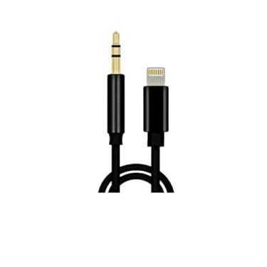 Imagem de Cabo Adaptador Lighting para P2 3.5mm, Áudio Auxiliar, Preto com entrada auxiliar P2 use no carro e para conectar ao seu celular tablet computadoe notebook