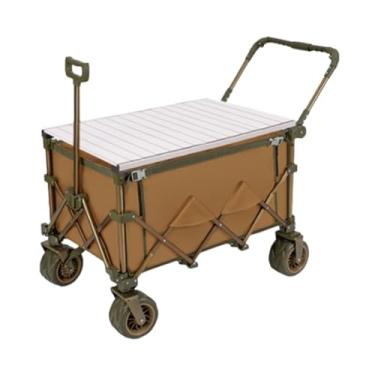 Imagem de carroça Carrinho de vagão oxford com rodas dobrável liga de alumínio utilitário vagão de mercearia acampamento carrinho de jardim para transportar cargas pesadas dobrável