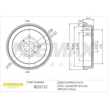 Imagem de Tambor de freio Traseiro Toyota Etios Cross 2013 a 2018 - FREMAX