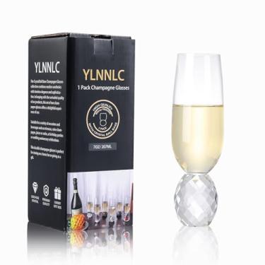Imagem de YLNNLC Taças de champanhe sem haste de vidro com base de cristal, 1 pacote de taças de champanhe reutilizáveis sem chumbo de 200 ml, copos Prosecco, copos de mimosa, presente para aniversário