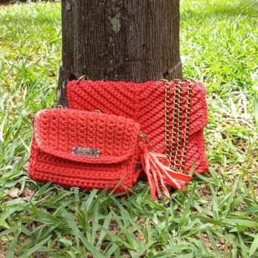 Imagem de Kit 2 Bolsas Artesanais em Crochê (Fio Náutico) Mãe e Filha