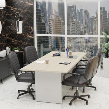 Imagem de Mesa De Reunião Para Escritório 2mx1m Tampo 40mm Netmobil, Dubai/Branc