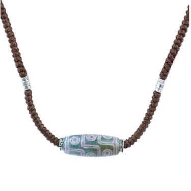 Imagem de Joddfly Colar tribal de contas de ágata, corda trançada marrom, comprimento ajustável, Standard size, Poliéster, Ágata