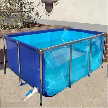 Imagem de Aquário de piscina grande para uso interno, forro de lona de PVC flexível com estrutura de aço, painel de visualização, tanque de água de reprodução para carpas, lagoa de peixes dourados ao ar livre