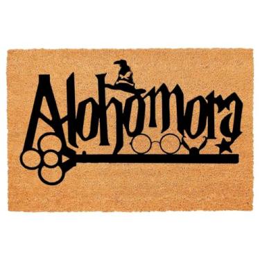 Imagem de XLQHYH Capacho de coco engraçado Alohomora Welcome Front Porch Patio Decor Capacho para Entrada Interior % Exterior Tapete Personalizado com Capacho Resistente Antiderrapante Exterior Coco Coir 60 x
