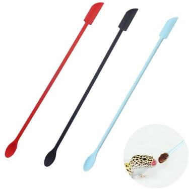 Imagem de SUZLFTDZSW Colher de réptil, 3 peças, mistura de frutas em pó de réptil, ferramenta de alimentação de cabo longo, ajuste de lagartixa com crista, gárgula, dragão barbudo, colher de alimentação para