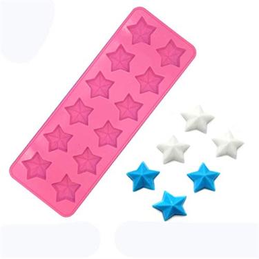 Imagem de 2 peças, 12 furos com forma de estrela, molde de silicone para bolo, geleia, pudim, sobremesa, cubo de gelo, chocolate