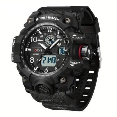 Imagem de Relógio Esportivo Masculino Ofns S3169 Dupla Exibição Preto E Branco