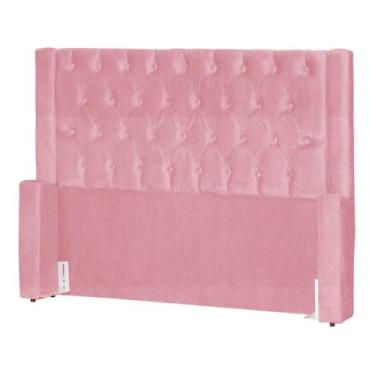 Imagem de Cabeceira de Cama Box Estofada 195 cm King Emma Suede - Fina Mobília, 