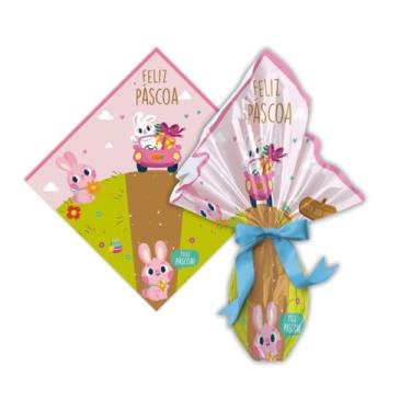 Imagem de Embalagem Caminho da Páscoa Ovo 100g a 150g - 25 Un | Envelope Temático e Personalizável - Carber Embalagens (Rosa)