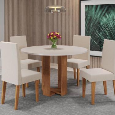 Imagem de Mesa de Jantar Chiara Redonda 90x90cm com 4 Cadeiras Venus - Viero